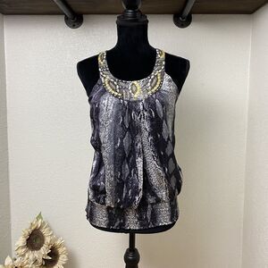 Silk Snakeskin Beaded Halter - BEBE - Small